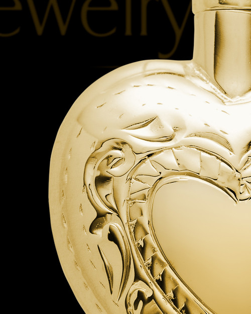 Cremation Remains Jewelry Etched Double 14k Gold Heart