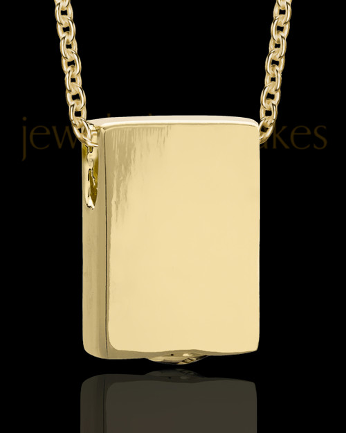 Men's Natural Rectangle Gold Plated Cremation Pendant