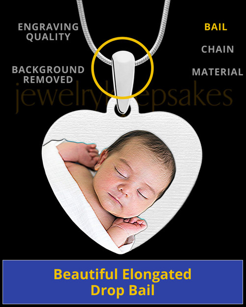 Full Color Stainless Memories Heart-Shaped Photo Engraved Pendant