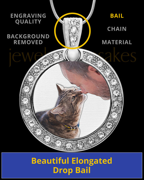Full Color Gem Circle Photo Engraved Pet Pendant Stainless Steel