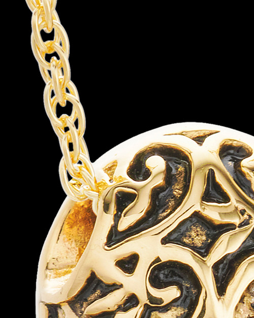 14K Gold Intricate Heart Urn Pendant