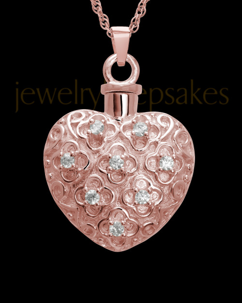 Necklace Urn 14K Rose Gold Twinkle Heart