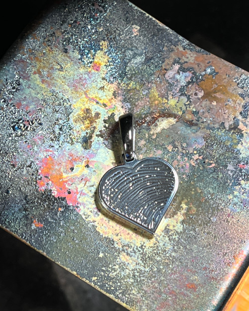 Custom Engravable Heart Thumbprint Pendant Necklace In Sterling Silver