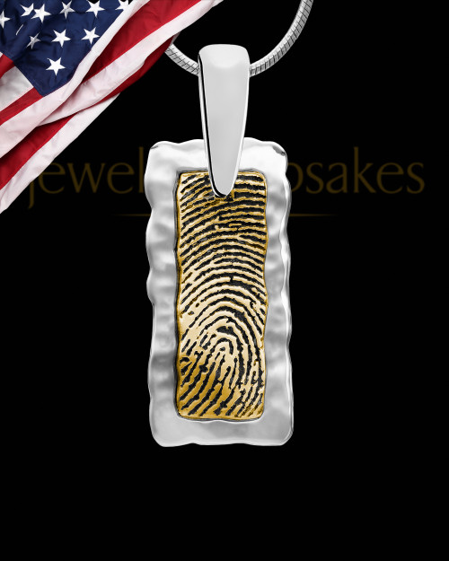 Custom Gold Thumbprint Memorial Pendant With Engraving