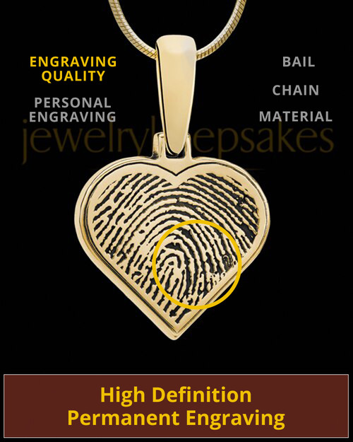 Custom Gold Plated Heart Thumbprint Pendant Necklace With Engraving
