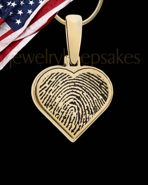 Custom Gold Plated Heart Thumbprint Pendant Necklace With Engraving