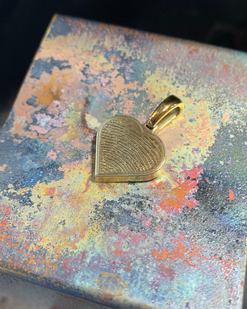 Custom Gold Plated Heart Thumbprint Pendant Necklace With Engraving