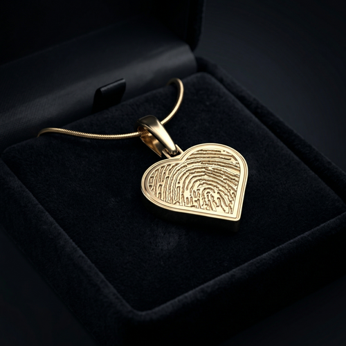 Custom Gold Plated Heart Thumbprint Pendant Necklace With Engraving