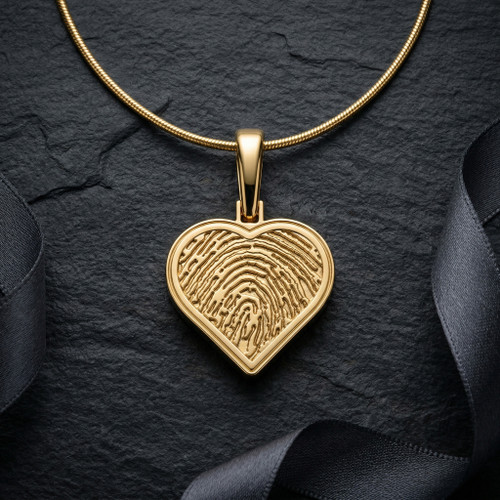 Custom Gold Plated Heart Thumbprint Pendant Necklace With Engraving