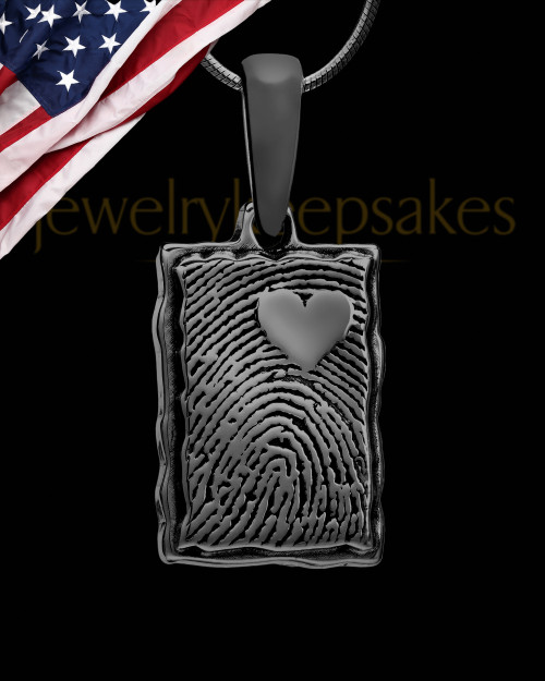 My Love Rectangle Thumbprint Black Plated Pendant