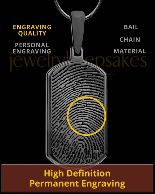 Black Dog Tag Thumbprint Pendant