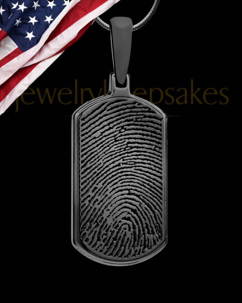 Black Dog Tag Thumbprint Pendant