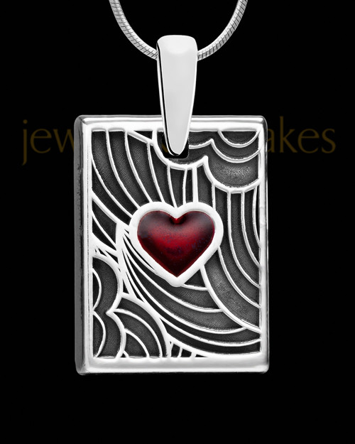 Red Boxed Heart Silver Ash Jewelry