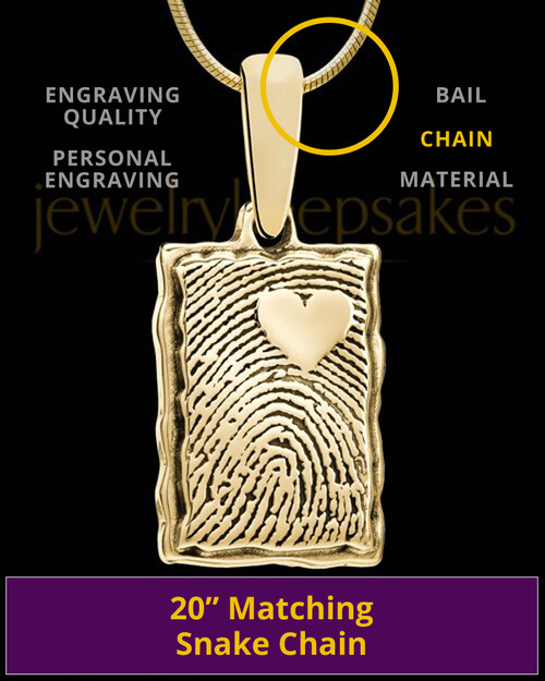 Solid 14k Gold My Love Rectangle Thumbprint Pendant