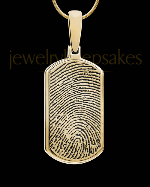 Solid 14k Gold Dog Tag Thumbprint Pendant
