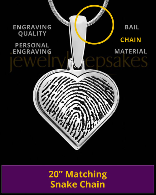 Solid 14k White Gold Heart Thumbprint Pendant