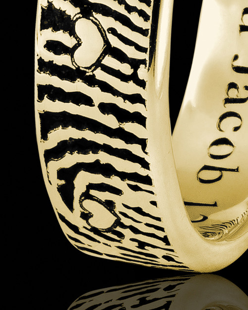 Ladies Solid 14k Gold Heart Thumbprint Ring