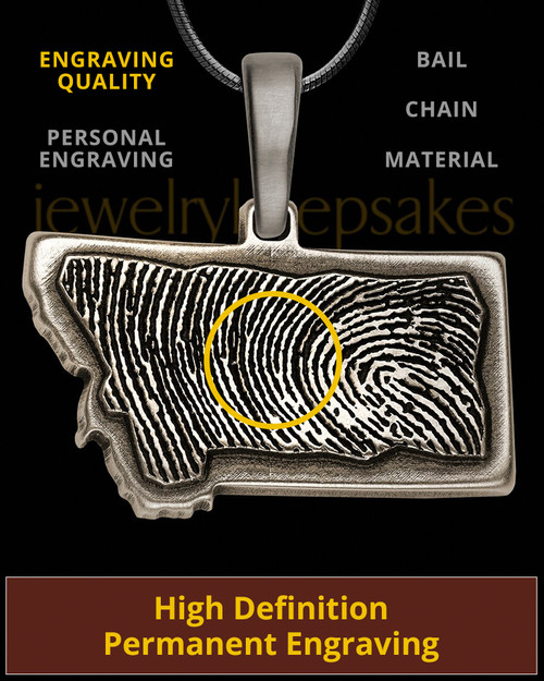 Antique Sterling Silver My State Thumbprint Pendant