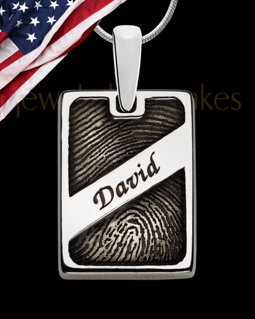 Sterling Silver Name Rectangle Thumbprint Pendant