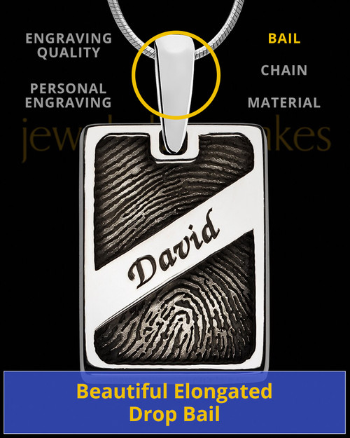 Solid 14k White Gold Name Rectangle Thumbprint Pendant