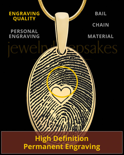 Gold Plated over Sterling Heartfelt Oval Heart Thumbprint Pendant