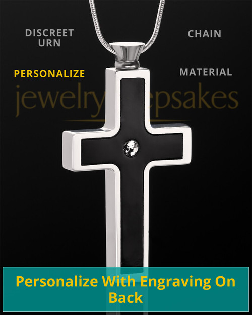 Custom Black Cross Pendant Necklace in Stainless Steel