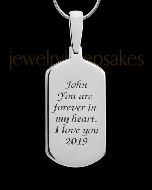 Sterling Silver Dog Tag with Birthstone Thumbprint Pendant