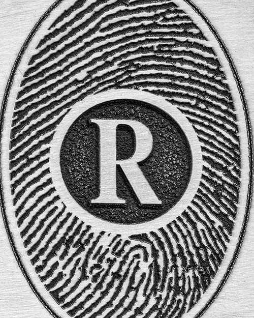 Brushed Stainless Steel Initial Thick Dog Tag Thumbprint Pendant