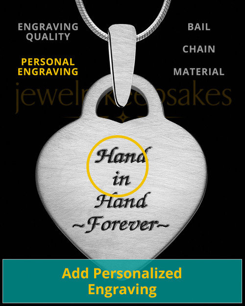 Brushed Stainless Steel Small Heart Thumbprint Pendant