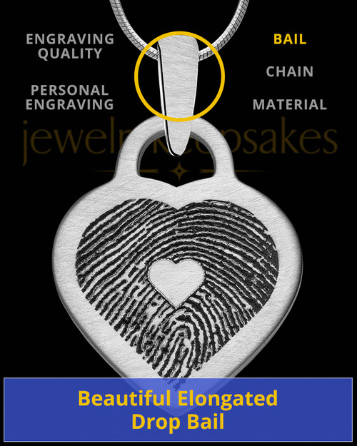 Brushed Stainless Steel Small Heart Thumbprint Pendant