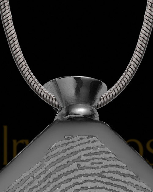 Black Plated Stainless Beloved Diamond Thumbprint Pendant