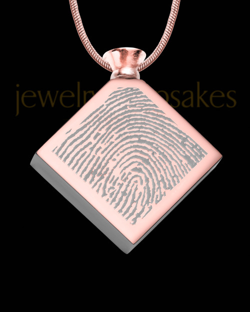 Rose Gold Plated Stainless Beloved Diamond Thumbprint Pendant