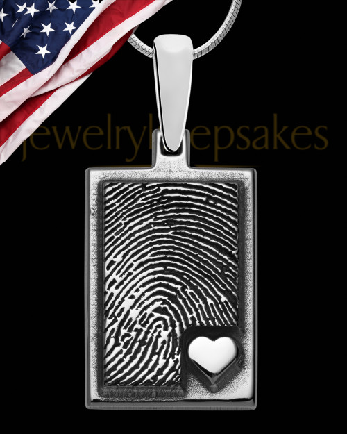 Sterling Silver Rectangle with Raised Thumbprint Pendant