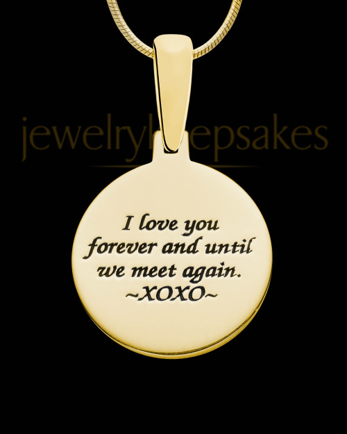 Gold Plated Sterling Silver Small Round Ash and Thumbprint Pendant