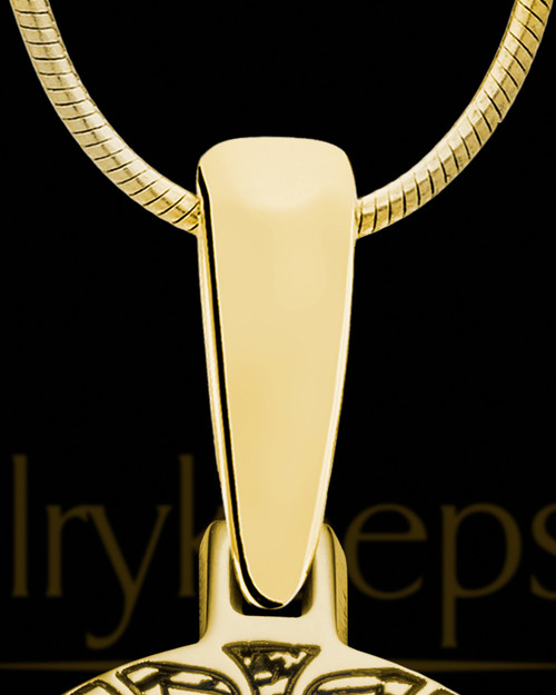 Gold Plated Sterling Silver Small Round Ash and Thumbprint Pendant