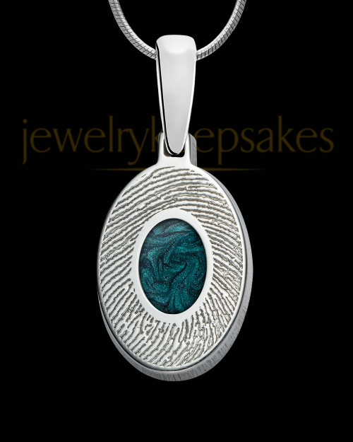 Sterling Silver Small Oval  Ash and Thumbprint Pendant