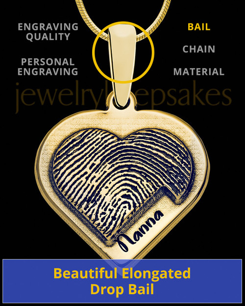 Gold Sterling Silver Raised Heart Thumbprint Pendant