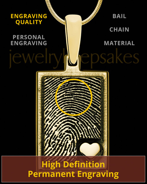 Gold Sterling Silver Rectangle with Raised Thumbprint Pendant