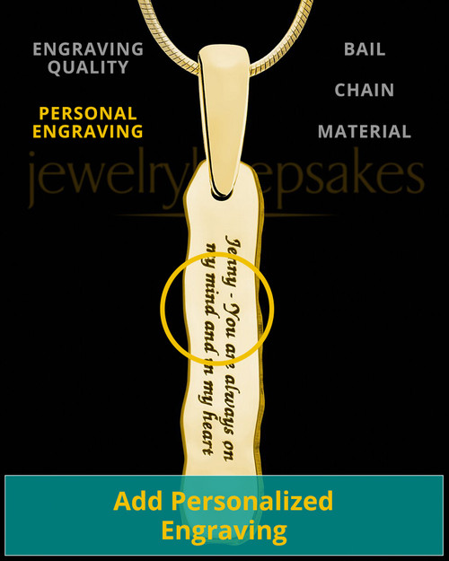 Solid 14K Gold Textured Thumbprint Bar Pendant