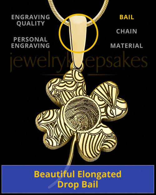 Solid 14K Gold Four Leaf Clover Thumbprint Pendant