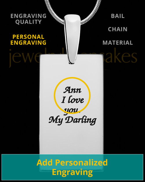 14K White Gold Rectangle Signature Thumbprint Pendant