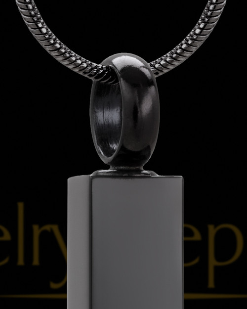 Black Cylinder Urn Necklace For Ashes Stainless Steel