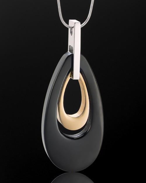 Stainless Elegant Ebony Teardrop Cremation Keepsake