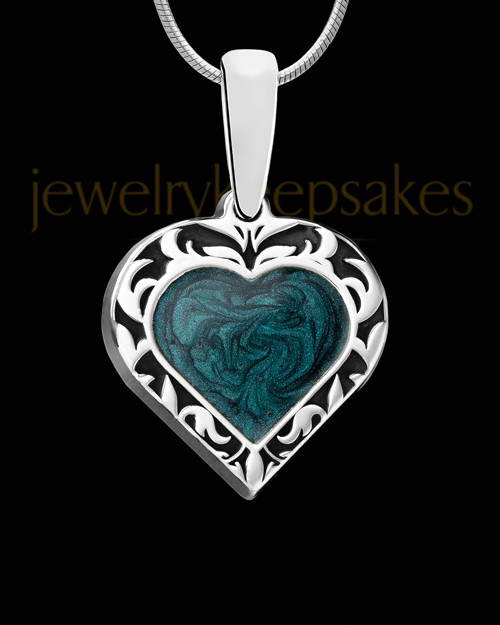Solid 14K White Gold Paradise Heart Ash Jewelry