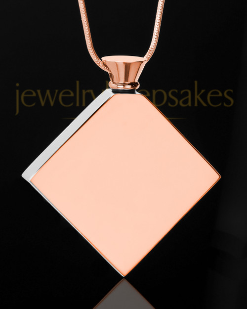 Stainless Rose Gold Beloved Diamond Cremation Keepsake