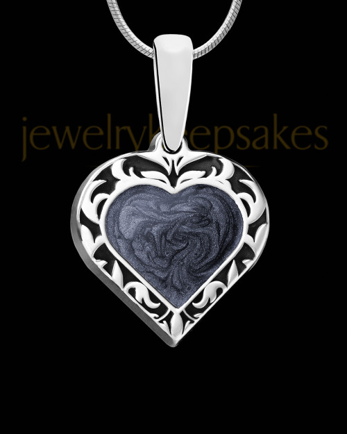 Paradise Heart Silver with Graphite Ash Jewelry
