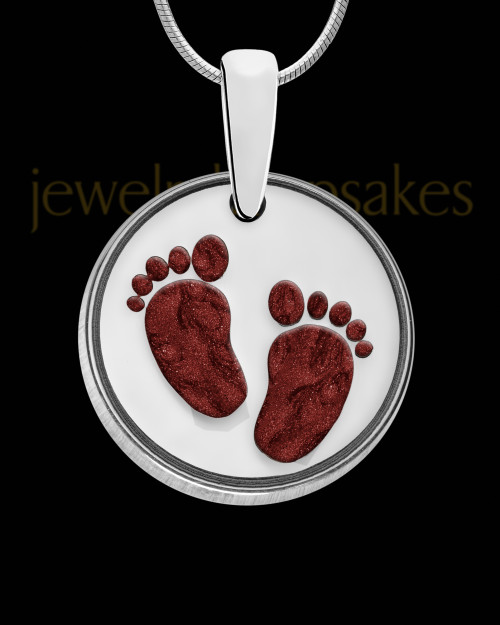 Tiny Toes Round Silver with Berry Ash Jewelry