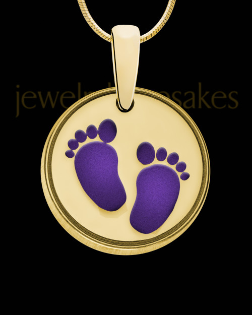 Tiny Toes Round Gold Plated with Orchid Ash Jewelry