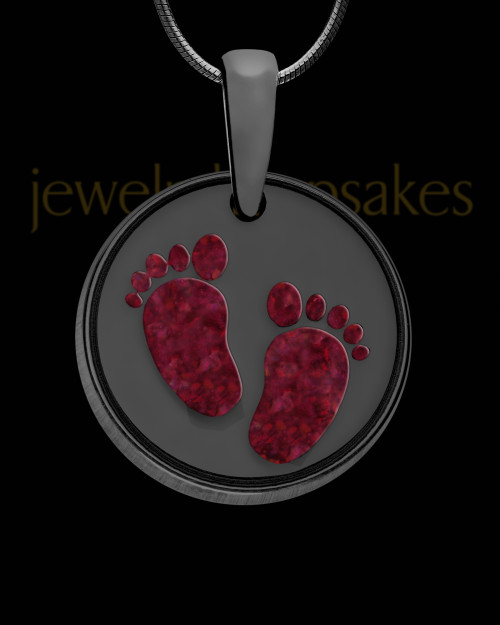 Tiny Toes Round Black Finish with Garnet Pearl Opal Ash Jewelry