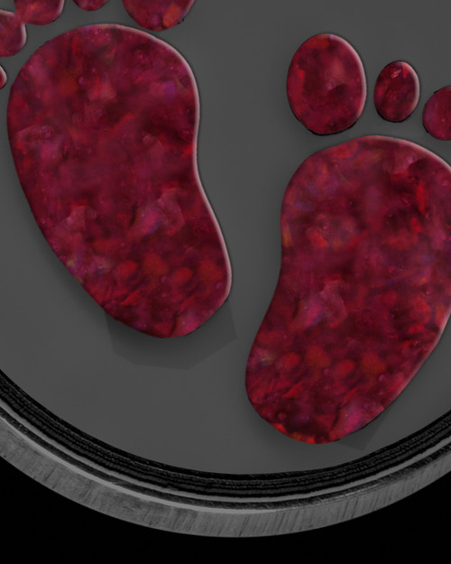 Tiny Toes Round Black Finish with Garnet Pearl Opal Ash Jewelry